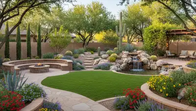 Complete residential landscape transformation with plants and hardscaping by Mesa AZ landscaping experts