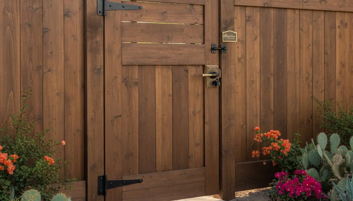 Custom gate and fence installation by Chop Chop Landscaping in Mesa, AZ showcasing professional craftsmanship