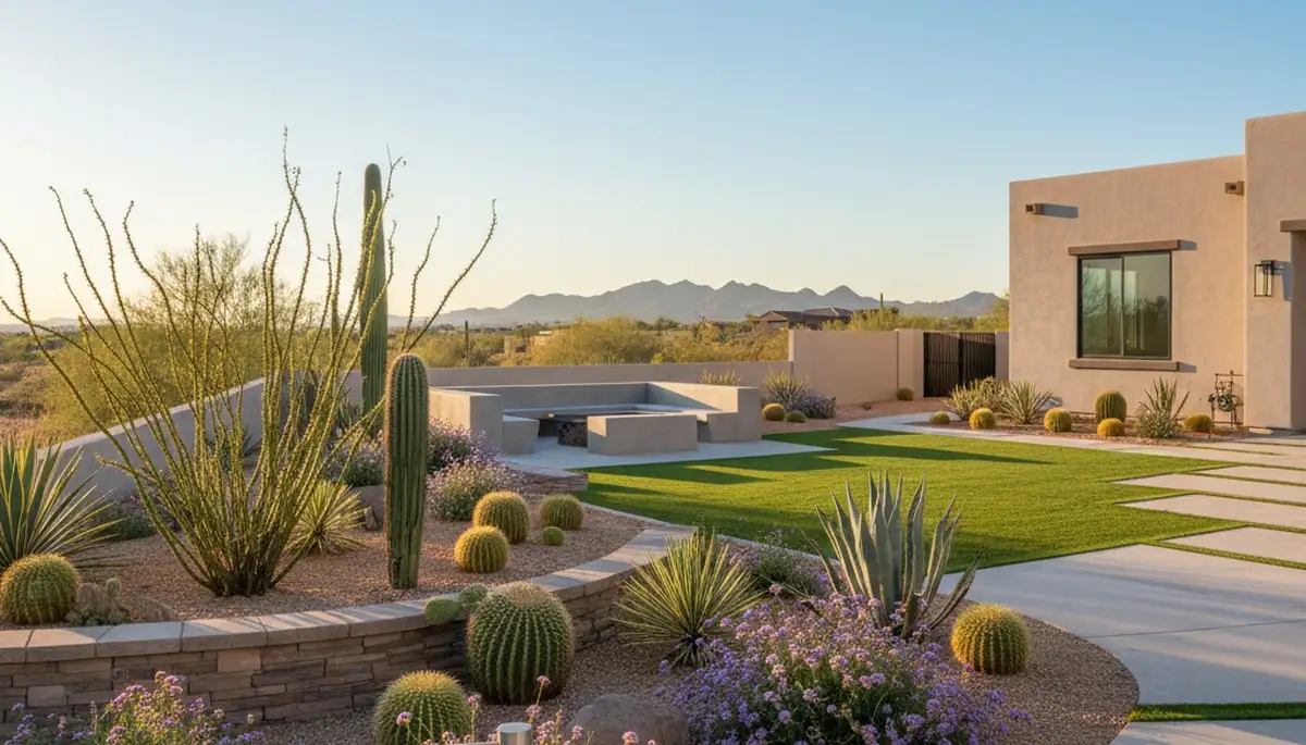 Professional landscaping services in Mesa AZ creating lush, well-designed outdoor spaces