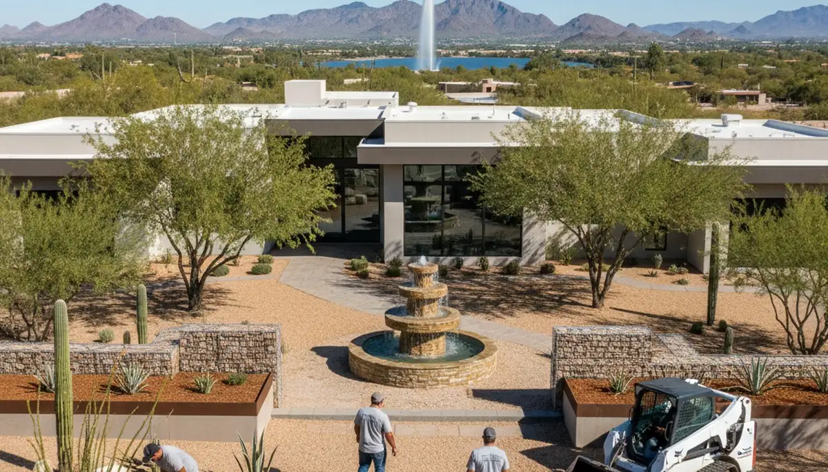 Professional landscaping services enhancing residential yards in Mesa, AZ