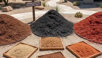 Brown, black, and red mulch varieties for Mesa, AZ landscaping by Chop Chop Landscaping