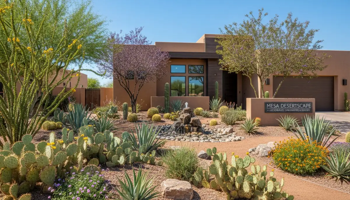 Water-wise native plant landscaping in Mesa, AZ with drought-tolerant garden design by local experts