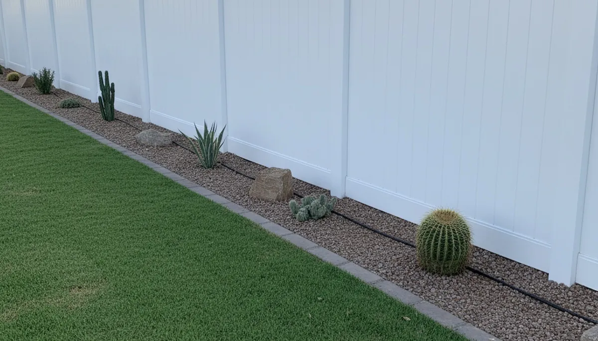 White wooden privacy fence installation by Chop Chop Landscaping in Mesa, AZ residential yard